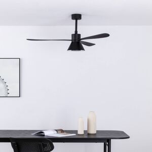 FARO BARCELONA Stropní ventilátor Amelia Cone, LED světlo, černá