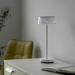 Leuchten Direkt LED stolní lampa Dora, aku, stmívatelná IP44, bílá