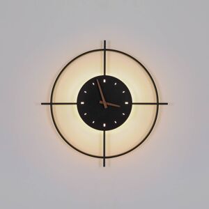 Globo LED nástěnné světlo Sussy s hodinami, černá, Ø50cm