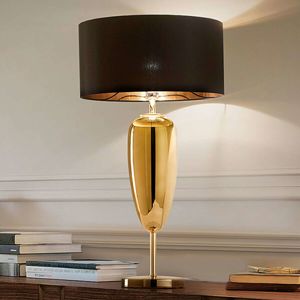 Ailati Show Ogiva - černozlatá textilní stolní lampa