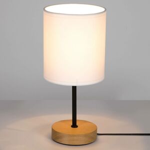 BRITOP Stolní lampa Corralee dřevo, bílé látkové stínidlo