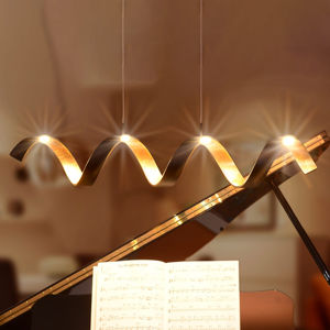 Eco-Light LED závěsné světlo Helix, černozlaté, 80 cm