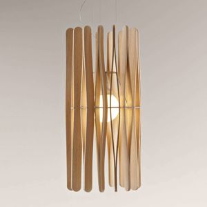 Fabbian Fabbian Stick dřevěné závěsné světlo, cylindr 33cm