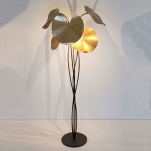 J. Holländer Stojací lampa LED Controversia, stínidlo zlaté