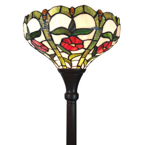 Clayre & Eef Stojací lampa 6025 skleněné stínidlo styl Tiffany