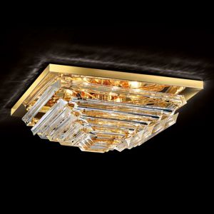 Novaresi Pozlacené křišťálové stropní světlo Losanghe 55 cm