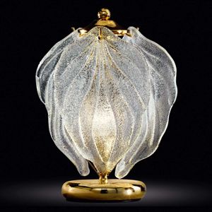 Novaresi Skleněná stolní lampa Foglie ze skla Murano