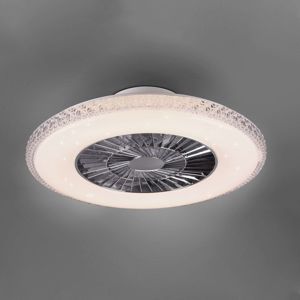 Reality Leuchten LED stropní ventilátor Harstad, křišťálový rám