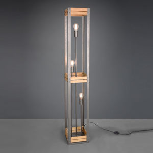 Trio Lighting Stojací lampa Khan styl vintage s dřevěnými prvky