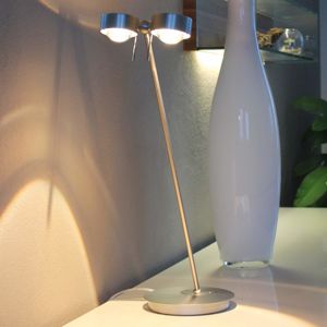 Top Light 2zdrojová stolní lampa PUK TABLE, chrom matný