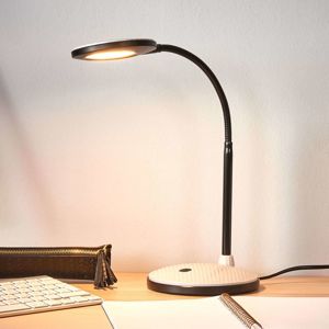 Lindby LED stolní lampa Ivan ve světle šedé a černé