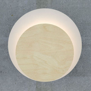 Euluna Nástěnné světlo Circle bílé, světlá dřevěná deska